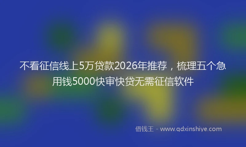 不看征信线上5万贷款2026年推荐，梳理五个急用钱5000快审快贷无需征信软件