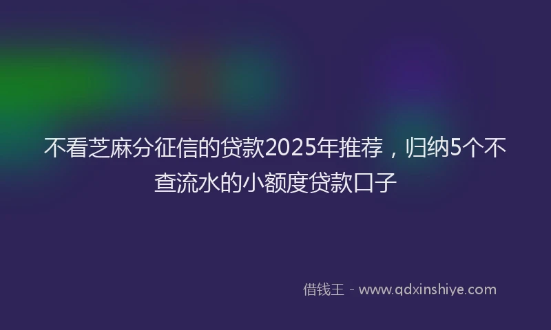 不看芝麻分征信的贷款2025年推荐，归纳5个不查流水的小额度贷款口子