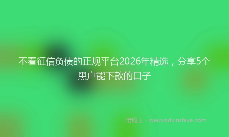 不看征信负债的正规平台2026年精选，分享5个黑户能下款的口子