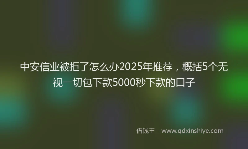 中安信业被拒了怎么办2025年推荐，概括5个无视一切包下款5000秒下款的口子