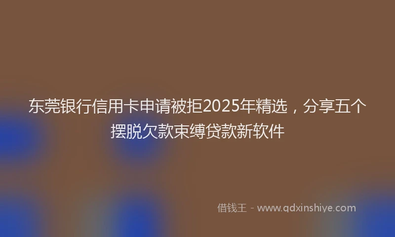 东莞银行信用卡申请被拒2025年精选，分享五个摆脱欠款束缚贷款新软件