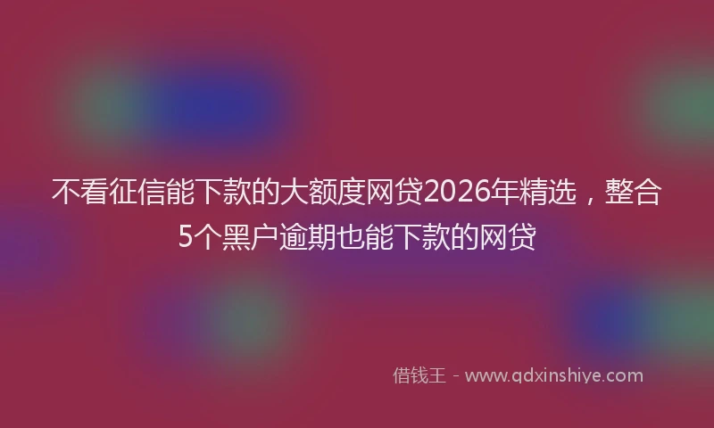 不看征信能下款的大额度网贷2026年精选，整合5个黑户逾期也能下款的网贷