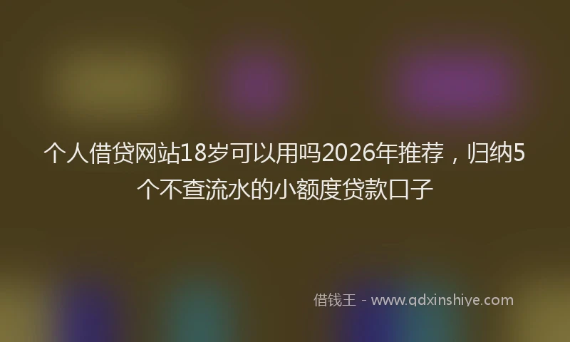 个人借贷网站18岁可以用吗2026年推荐，归纳5个不查流水的小额度贷款口子