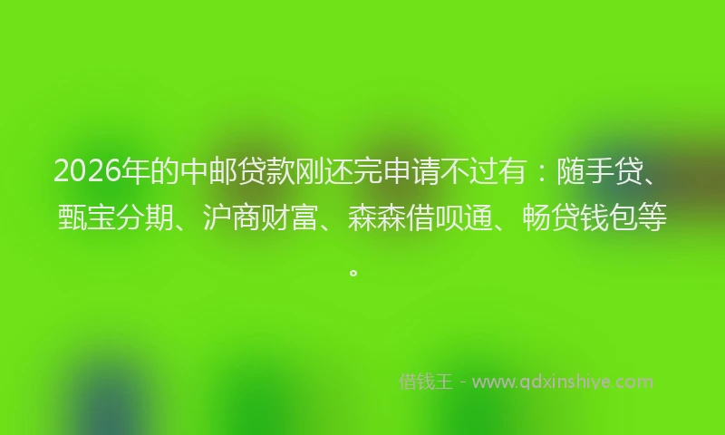 2026年的中邮贷款刚还完申请不过有：随手贷、甄宝分期、沪商财富、森森借呗通、畅贷钱包等。