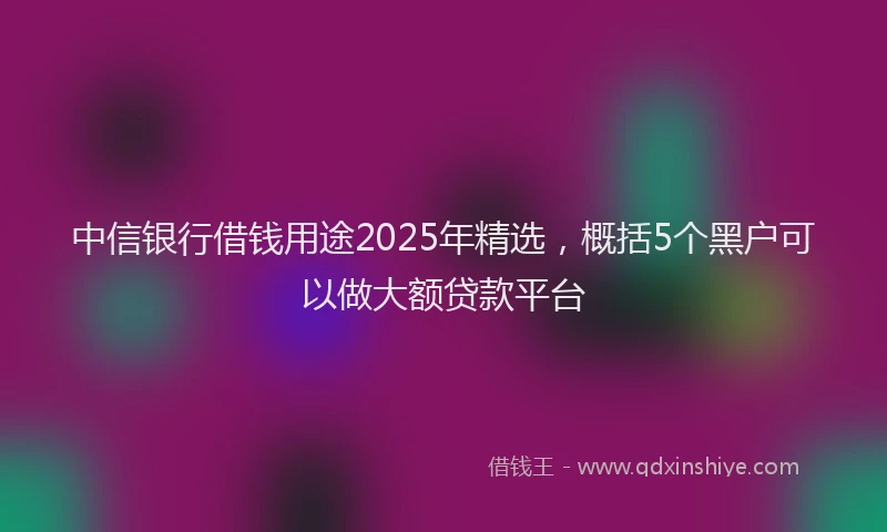 中信银行借钱用途2025年精选，概括5个黑户可以做大额贷款平台