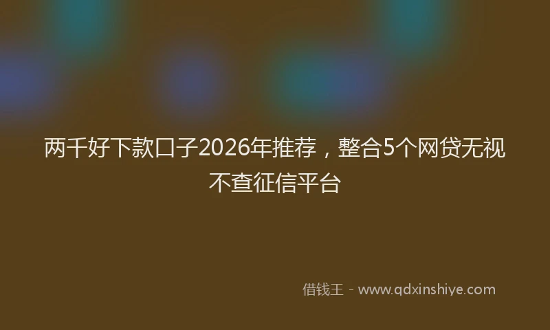 两千好下款口子2026年推荐，整合5个网贷无视不查征信平台