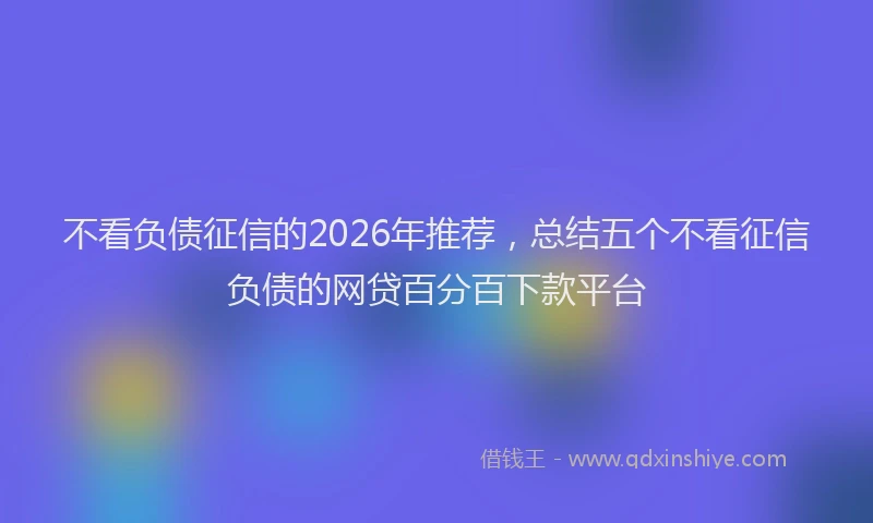 不看负债征信的2026年推荐，总结五个不看征信负债的网贷百分百下款平台