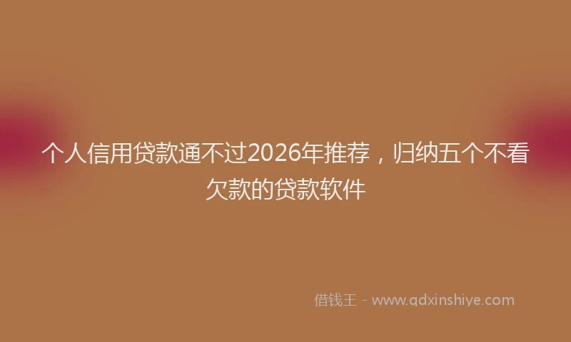 个人信用贷款通不过2026年推荐，归纳五个不看欠款的贷款软件