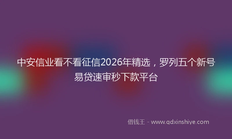 中安信业看不看征信2026年精选，罗列五个新号易贷速审秒下款平台