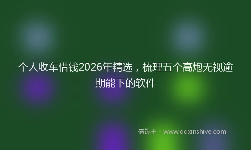 个人收车借钱2026年精选，梳理五个高炮无视逾期能下的软件