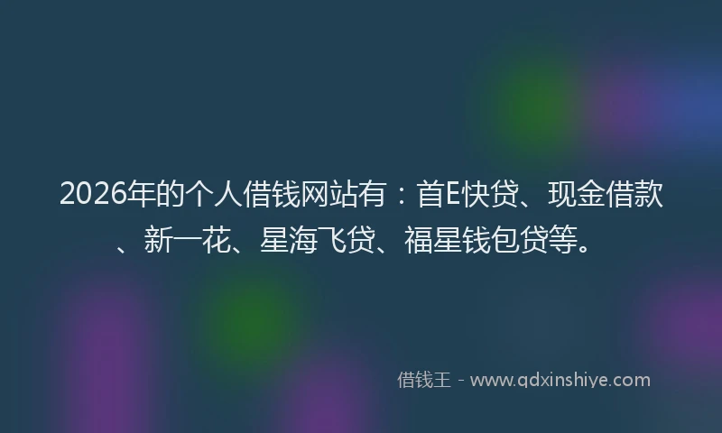 2026年的个人借钱网站有：首E快贷、现金借款、新一花、星海飞贷、福星钱包贷等。