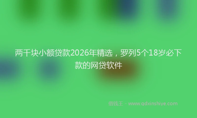 两千块小额贷款2026年精选，罗列5个18岁必下款的网贷软件