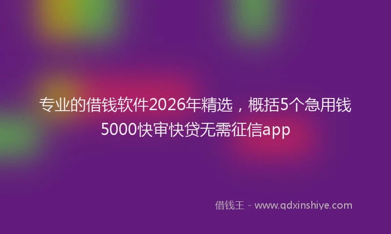 专业的借钱软件2026年精选，概括5个急用钱5000快审快贷无需征信app