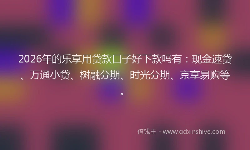 2026年的乐享用贷款口子好下款吗有：现金速贷、万通小贷、树融分期、时光分期、京享易购等。
