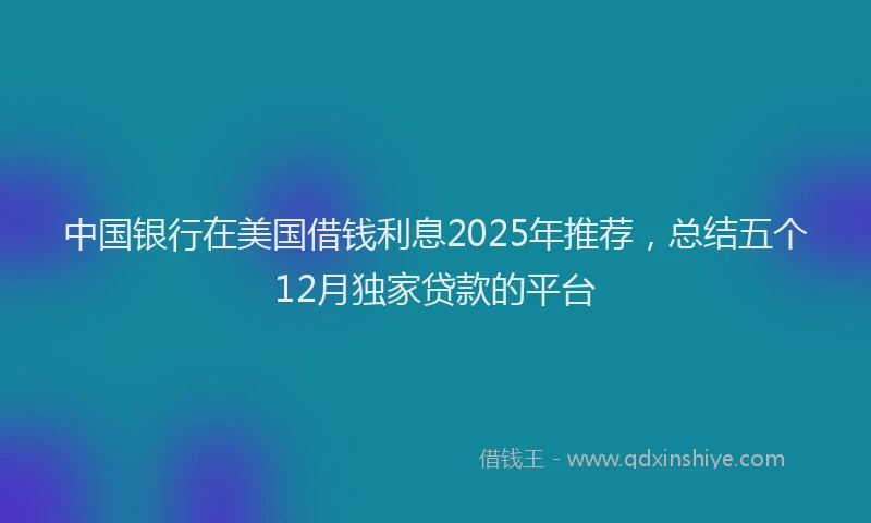 中国银行在美国借钱利息2025年推荐,总结五个12月独家贷款的平台