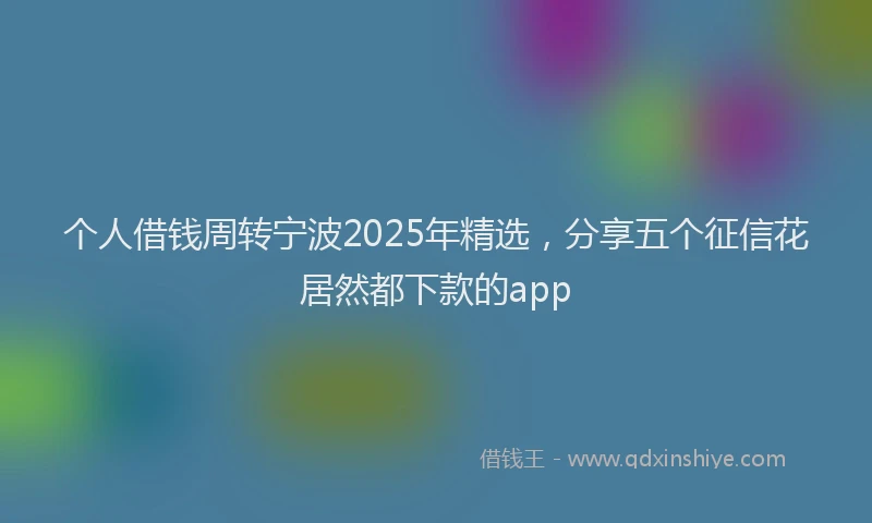 个人借钱周转宁波2025年精选，分享五个征信花居然都下款的app