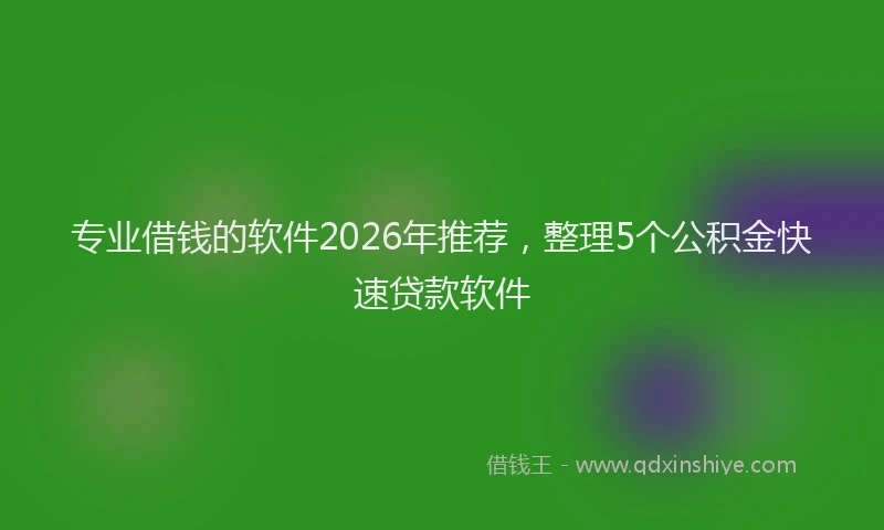 专业借钱的软件2026年推荐，整理5个公积金快速贷款软件