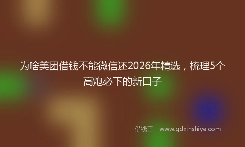 为啥美团借钱不能微信还2026年精选，梳理5个高炮必下的新口子