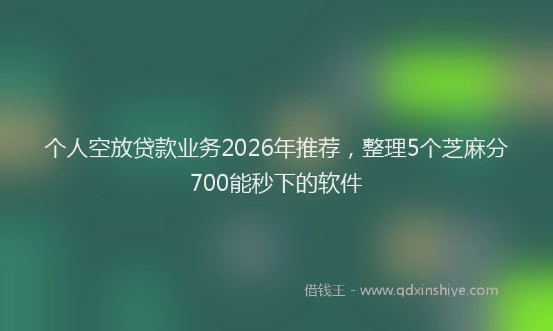 个人空放贷款业务2026年推荐,整理5个芝麻分700能秒下的软件