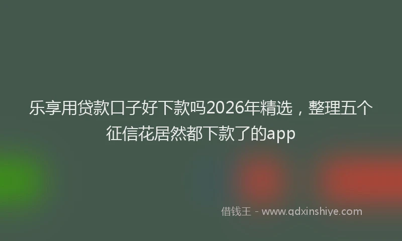 乐享用贷款口子好下款吗2026年精选,整理五个征信花居然都下款了的app