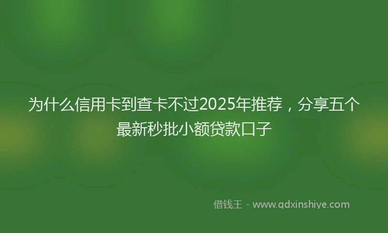 为什么信用卡到查卡不过2025年推荐，分享五个最新秒批小额贷款口子