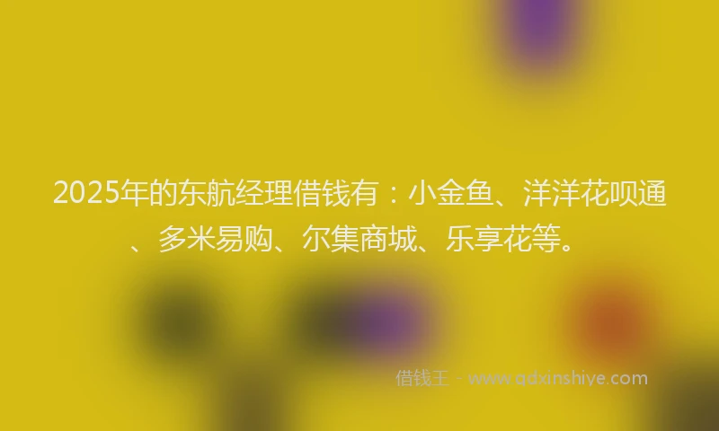 2025年的东航经理借钱有：小金鱼、洋洋花呗通、多米易购、尔集商城、乐享花等。