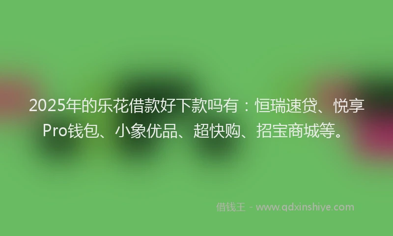 2025年的乐花借款好下款吗有：恒瑞速贷、悦享Pro钱包、小象优品、超快购、招宝商城等。