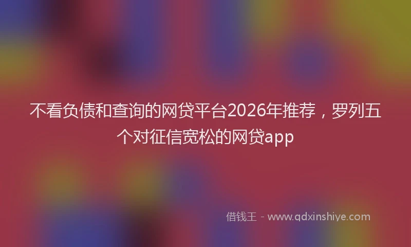 不看负债和查询的网贷平台2026年推荐，罗列五个对征信宽松的网贷app