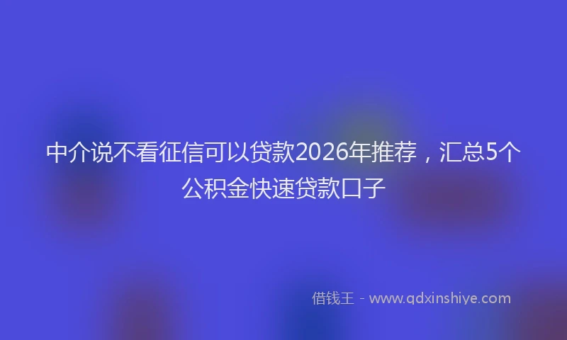 中介说不看征信可以贷款2026年推荐，汇总5个公积金快速贷款口子
