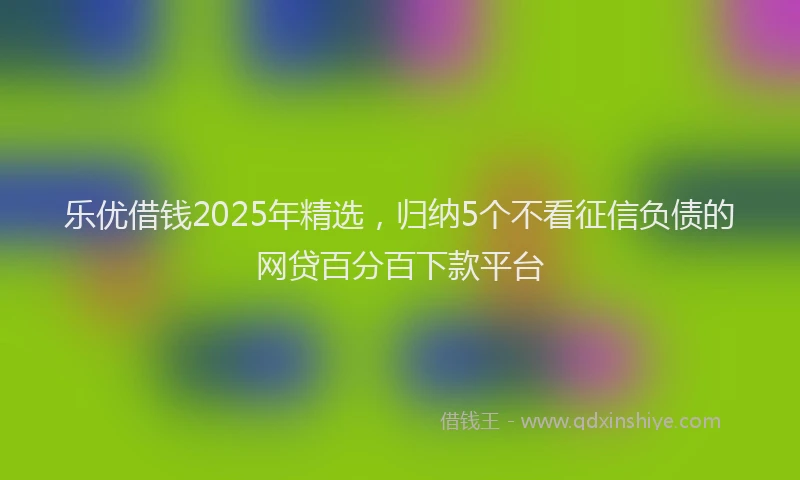 乐优借钱2025年精选，归纳5个不看征信负债的网贷百分百下款平台