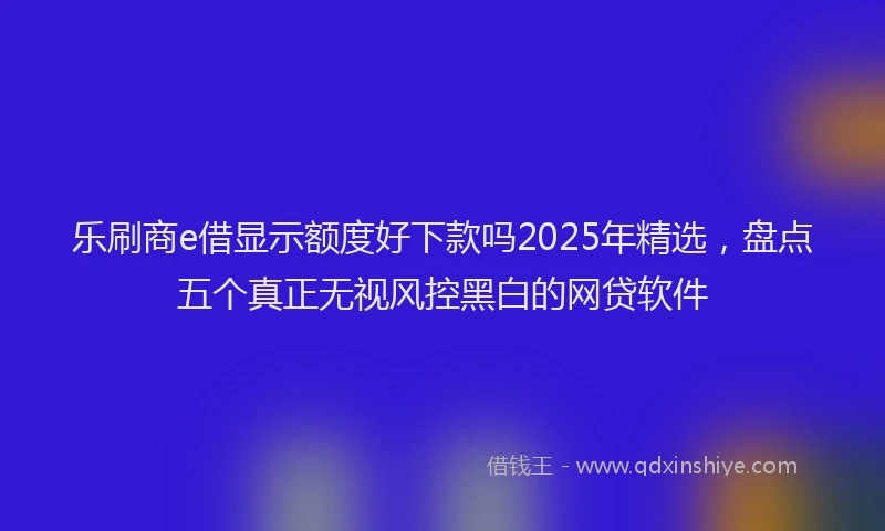 乐刷商e借显示额度好下款吗2025年精选，盘点五个真正无视风控黑白的网贷软件