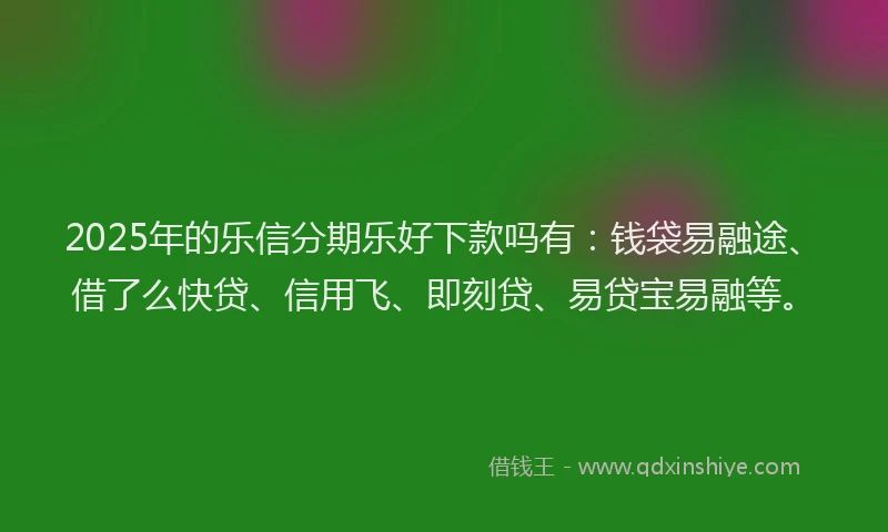 2025年的乐信分期乐好下款吗有：钱袋易融途、借了么快贷、信用飞、即刻贷、易贷宝易融等。