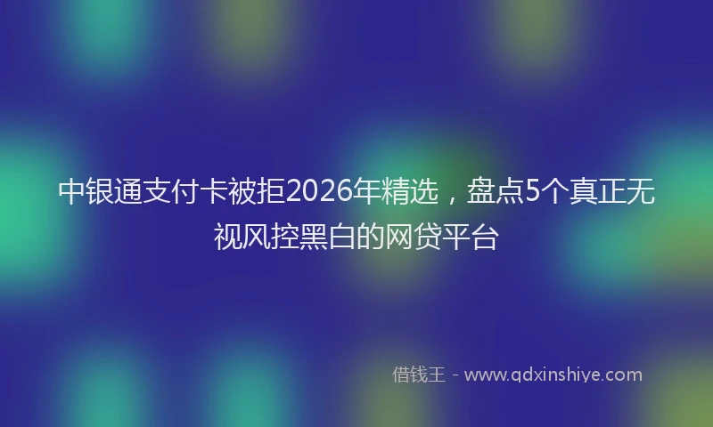 中银通支付卡被拒2026年精选，盘点5个真正无视风控黑白的网贷平台