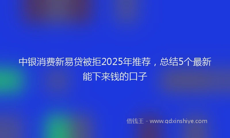 中银消费新易贷被拒2025年推荐，总结5个最新能下来钱的口子