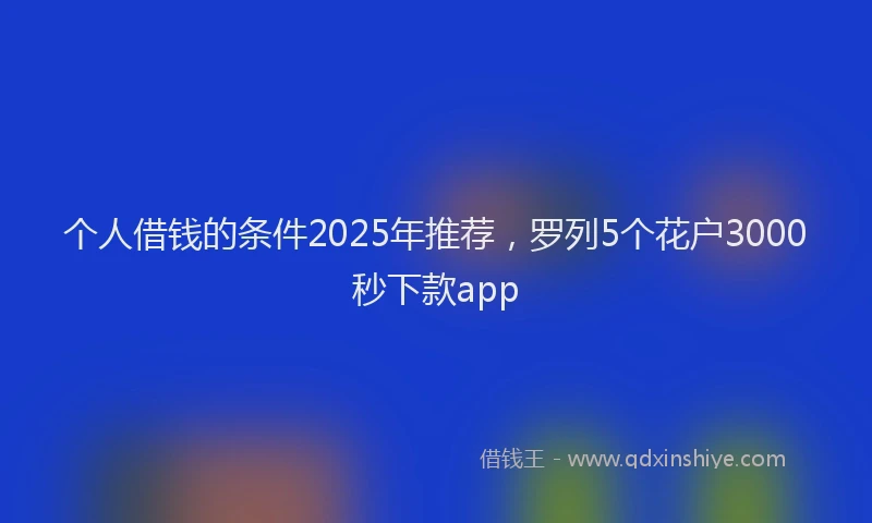 个人借钱的条件2025年推荐，罗列5个花户3000秒下款app