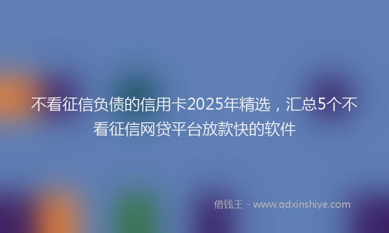 不看征信负债的信用卡2025年精选,汇总5个不看征信网贷平台放款快的软件