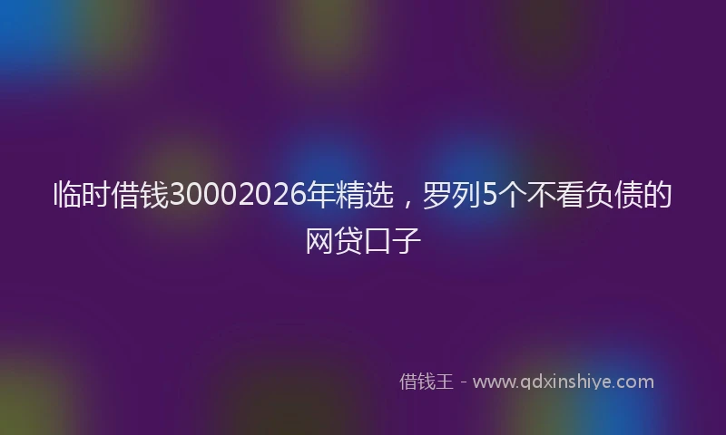 临时借钱30002026年精选，罗列5个不看负债的网贷口子