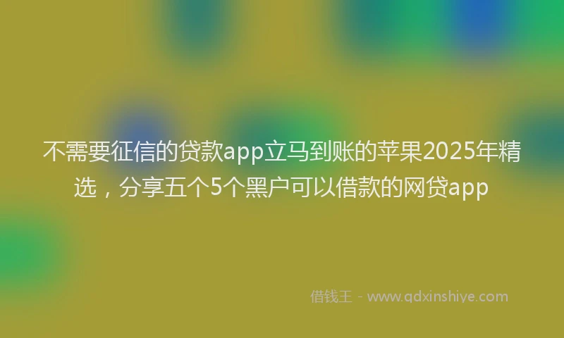 不需要征信的贷款app立马到账的苹果2025年精选,分享五个5个黑户可以借款的网贷app