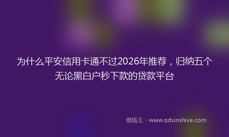 为什么平安信用卡通不过2026年推荐,归纳五个无论黑白户秒下款的贷款平台