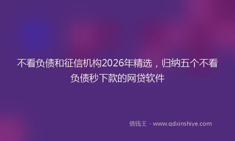 不看负债和征信机构2026年精选,归纳五个不看负债秒下款的网贷软件