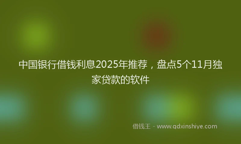 中国银行借钱利息2025年推荐，盘点5个11月独家贷款的软件