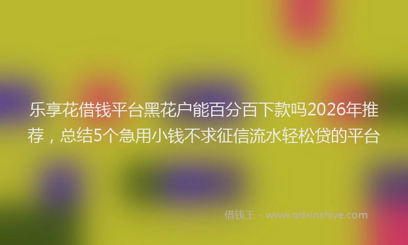 乐享花借钱平台黑花户能百分百下款吗2026年推荐，总结5个急用小钱不求征信流水轻松贷的平台