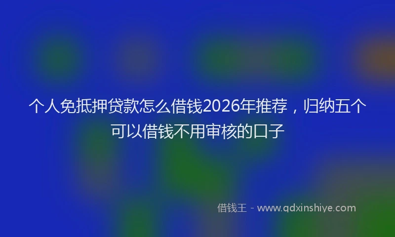 个人免抵押贷款怎么借钱2026年推荐，归纳五个可以借钱不用审核的口子
