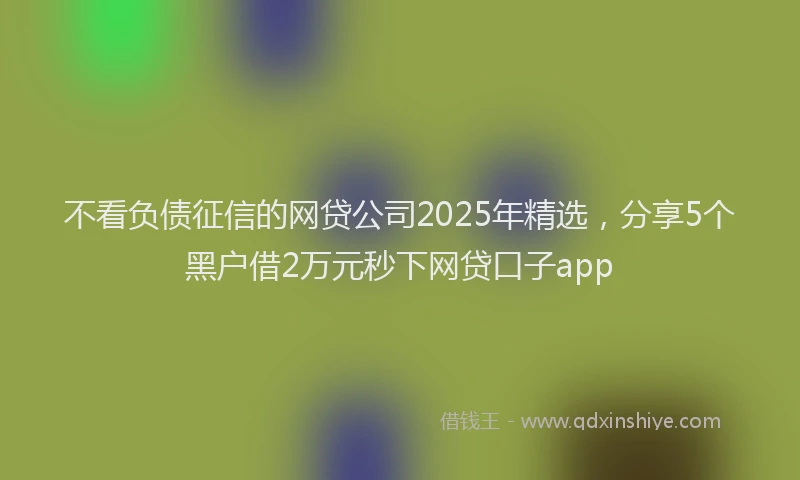 不看负债征信的网贷公司2025年精选，分享5个黑户借2万元秒下网贷口子app