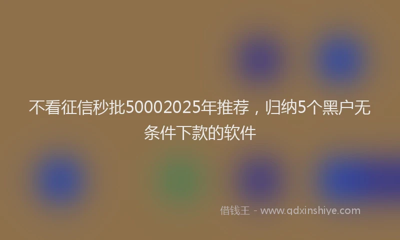 不看征信秒批50002025年推荐，归纳5个黑户无条件下款的软件