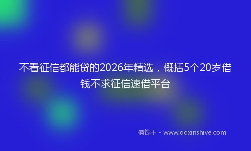 不看征信都能贷的2026年精选，概括5个20岁借钱不求征信速借平台