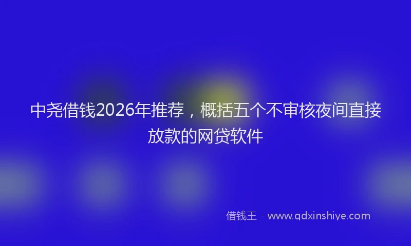 中尧借钱2026年推荐，概括五个不审核夜间直接放款的网贷软件
