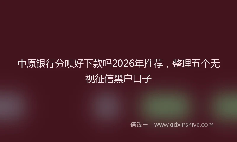 中原银行分呗好下款吗2026年推荐，整理五个无视征信黑户口子