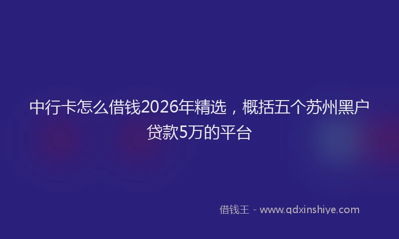 中行卡怎么借钱2026年精选，概括五个苏州黑户贷款5万的平台