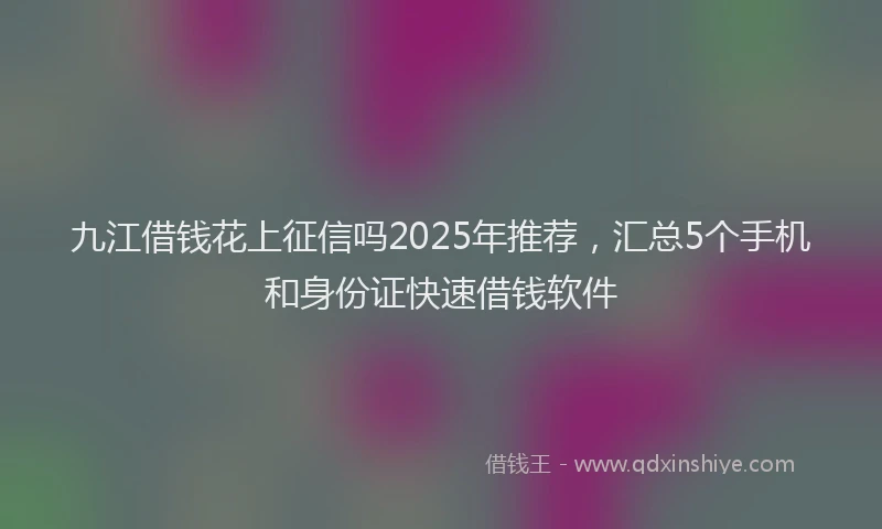 九江借钱花上征信吗2025年推荐，汇总5个手机和身份证快速借钱软件